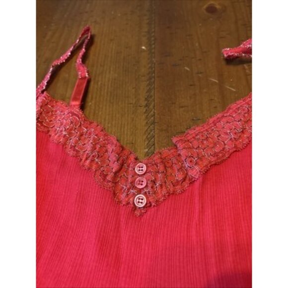 Retro Faded Glory Red Rib Lace Tank Size Large New Old Stock 90s2000 - Picture 3 of 8